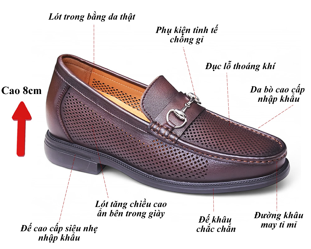 Giày cao 8cm đục lỗ thoáng khí siêu nhẹ 15
